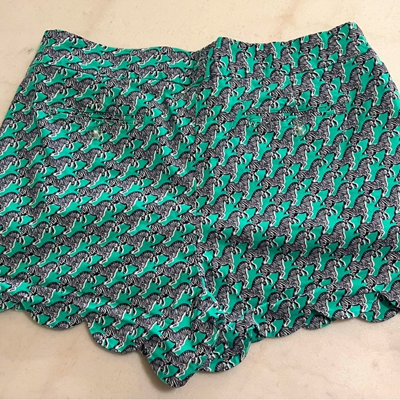 Crown & Ivy size 12 womens shorts with scalloped edge and zebra print safari - Picture 2 of 5